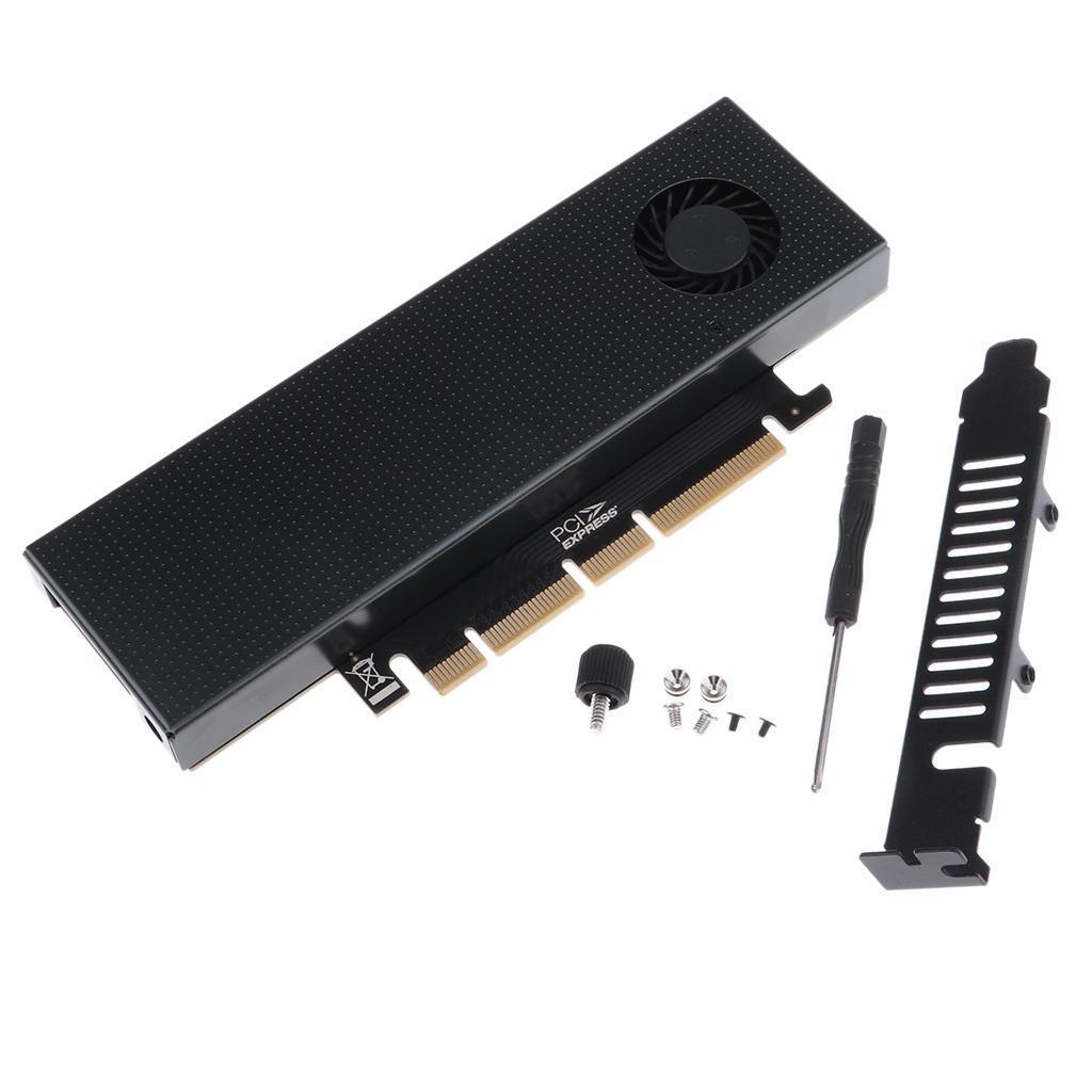 2xM.2 Expansion NVMe NGFF Turn PCIE3.0 Cooling Fan SSD Adapter Dual Interface