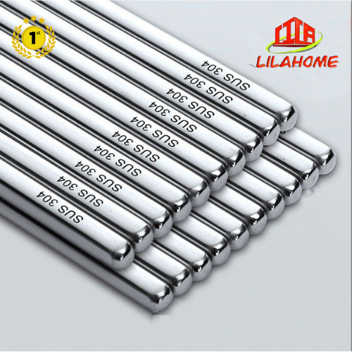 Đũa Inox SUS304 Hàng Cao Cấp - Set 10 Đôi Đũa Inox Mẫu Mới - Hàng Chính Hãng