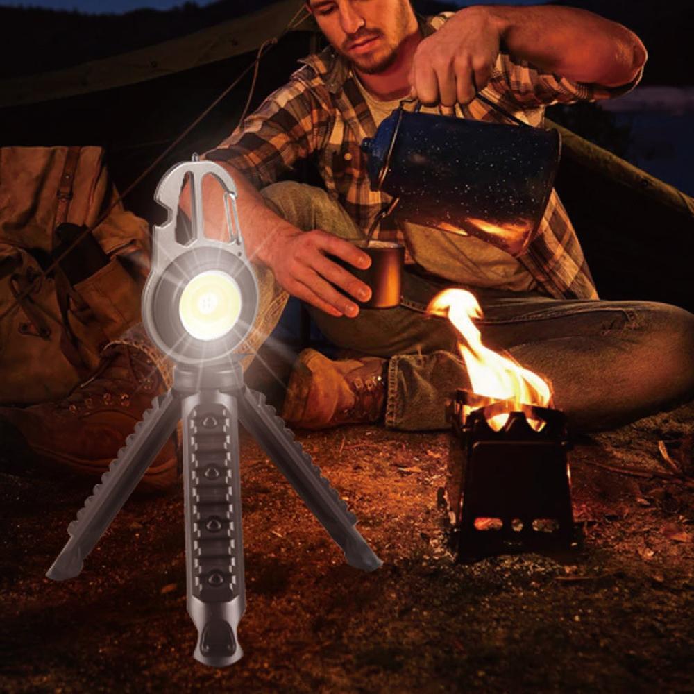 Portable LED Flashlight with Stand Rechargeable Keychain Light Pocket Light for Camping Fishing Emergency
