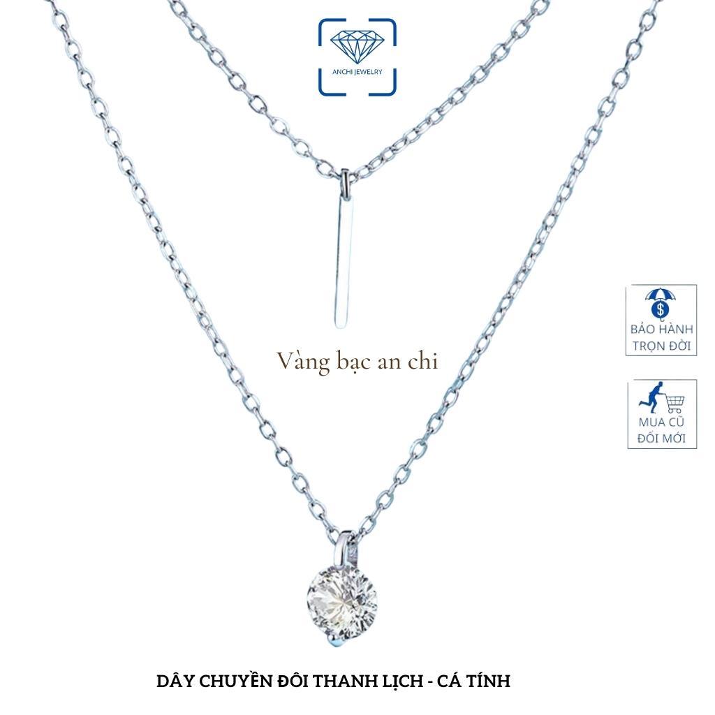 Vòng cổ 2 tầng, vòng cổ kép bạc mạ vàng, trang sức bạc Anchi jewelry