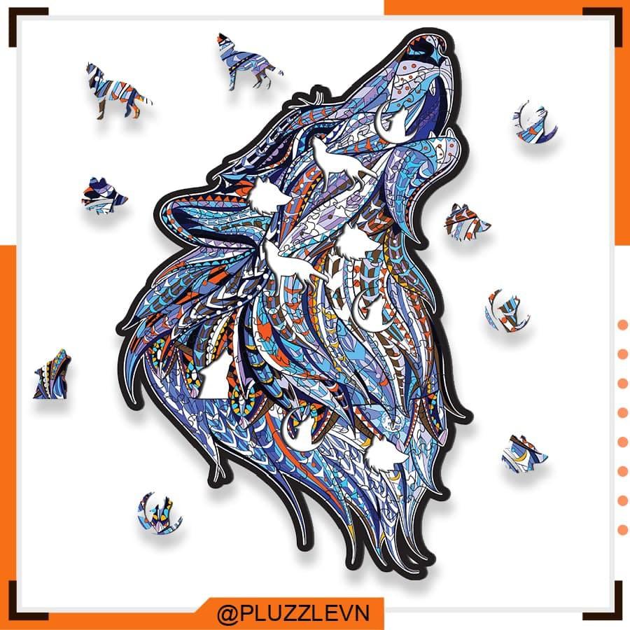 Bộ xếp hình gỗ đồ chơi puzzle ghép hình con vật độc đáo - Con Sói Tuyết – PZ047