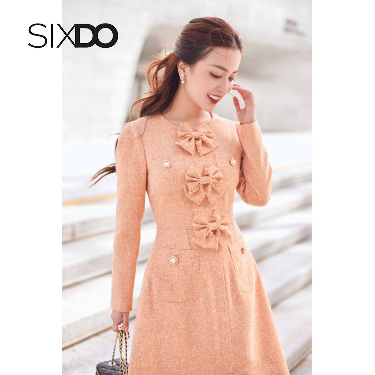 Đầm ôm tweed phối nơ sang trọng thời trang nữ SIXDO