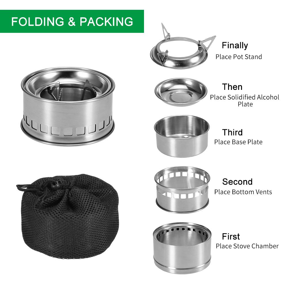 Bếp Gấp Di Động Sử Dụng Củi Bằng Bằng Thép Không Gỉ Tiện Lợi Cho Hoạt Động Cắm Trại