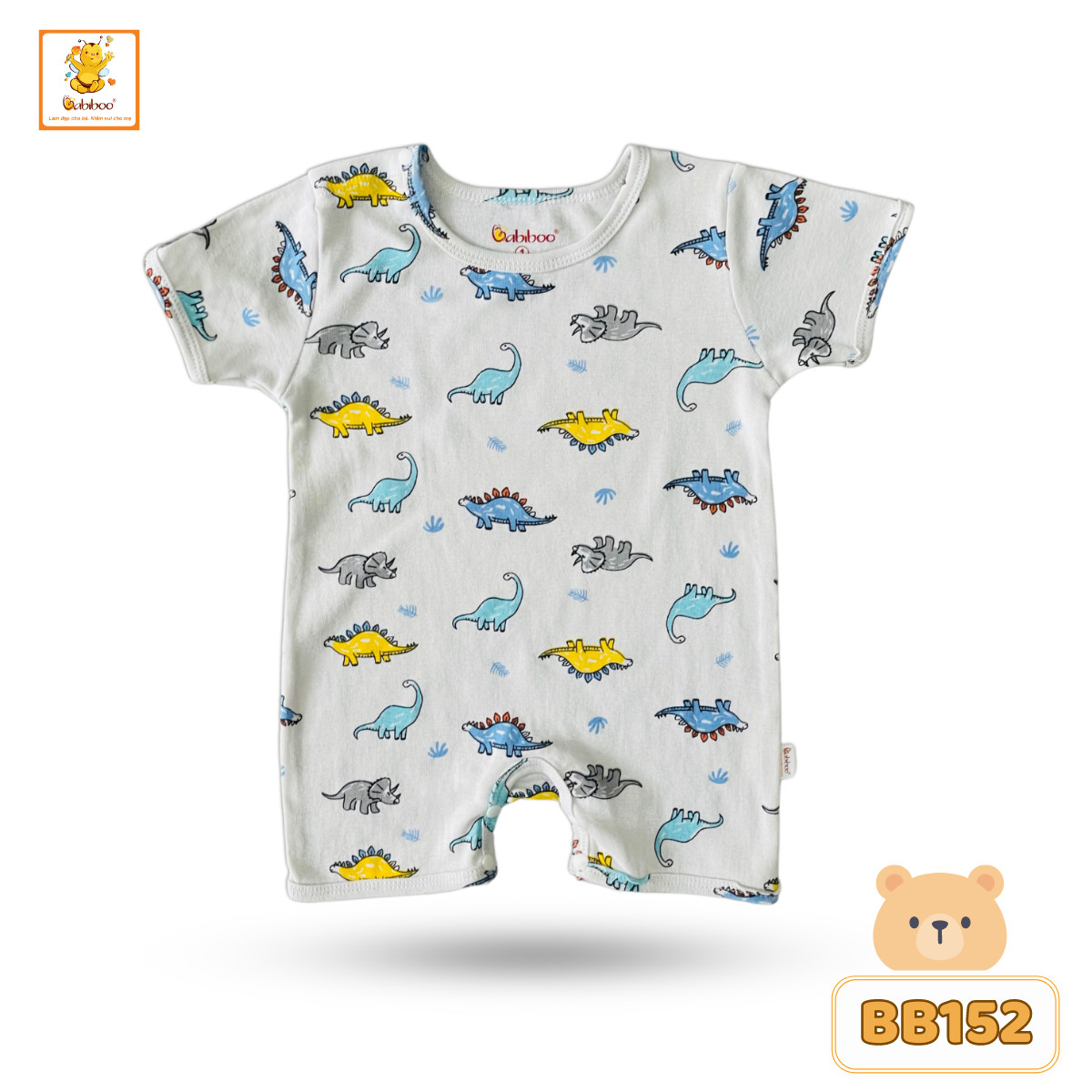 Bodysuit bé trai Babiboo áo liền quần họa tiết bé trai, bé gái vải cotton co dãn, thấm hút tốt BB152