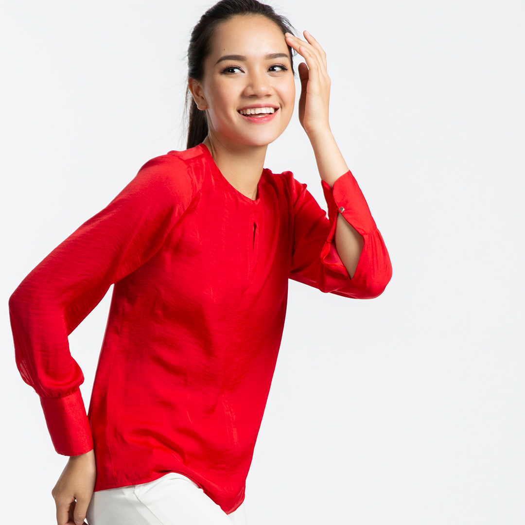 Áo Satin Lụa Áo Kiểu Đẹp Thời trang thiết kế Hity TOP103