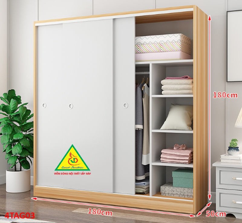 Tủ quần áo gỗ MDF 4TAG03 - Nội thất lắp ráp Viễn Đông ADV