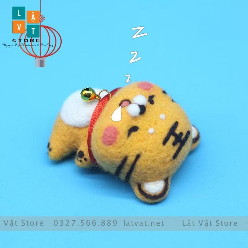 Bộ len chọc Hổ Nhâm Dần 2022 cực dễ thương, làm móc khoá từ len, needle felting tiger có hướng dẫn