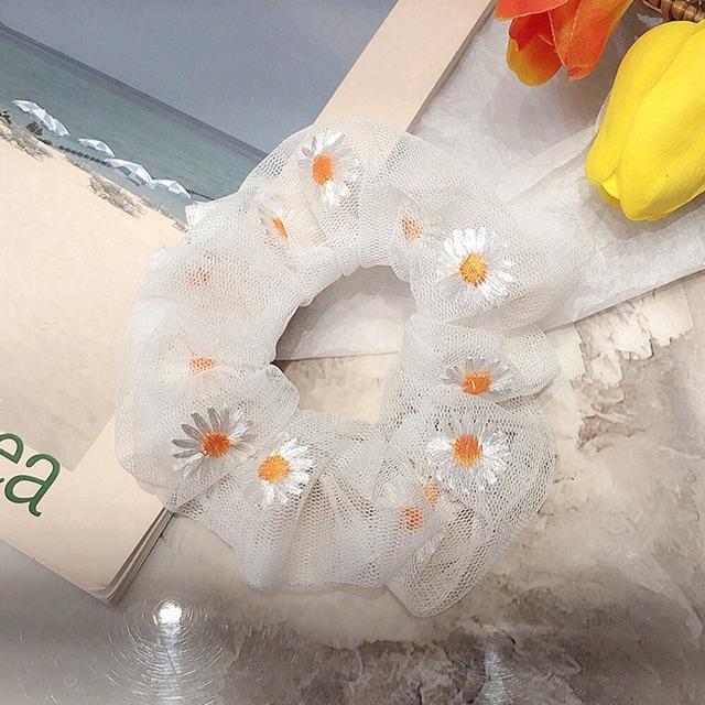 Combo 10 dây buộc tóc hoa cúc scrunchies