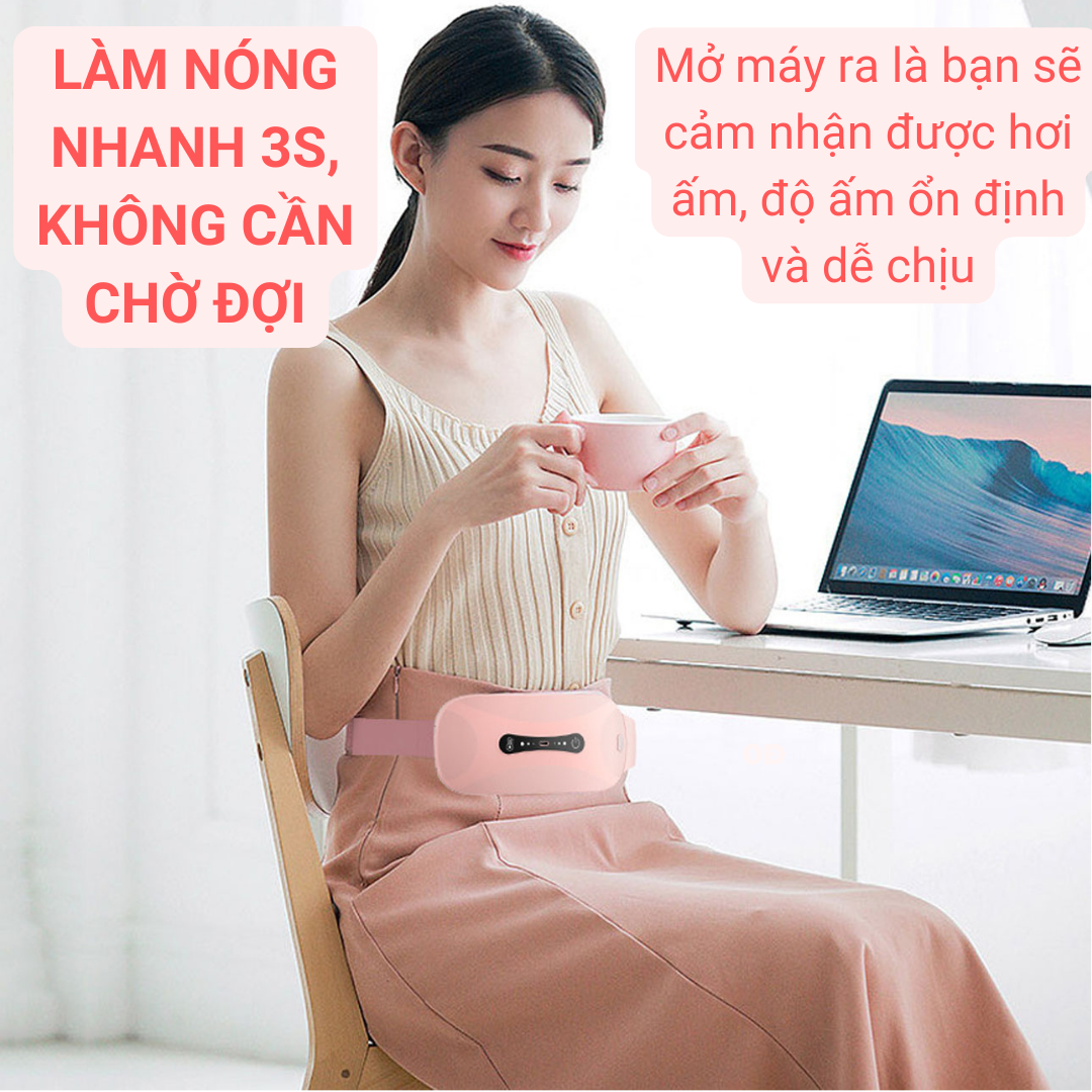 Máy Làm Ấm Giảm Đau Bụng Kinh, Đai Chườm Nóng Bụng Kinh Massage Giảm Đau Cho Phụ Nữ Đến Kỳ Kinh Nguyệt