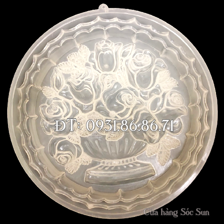 Khuôn rau câu sinh nhật, cưới hỏi hình tròn bình hoa hồng – Mã số 1037