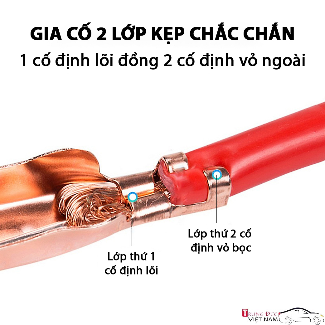 Dây Câu Bình Ác Quy 1000A, Cứu Hộ Ô tô ( Quà tặng khăn lau xe ) - Hàng Chính Hãng TDVN