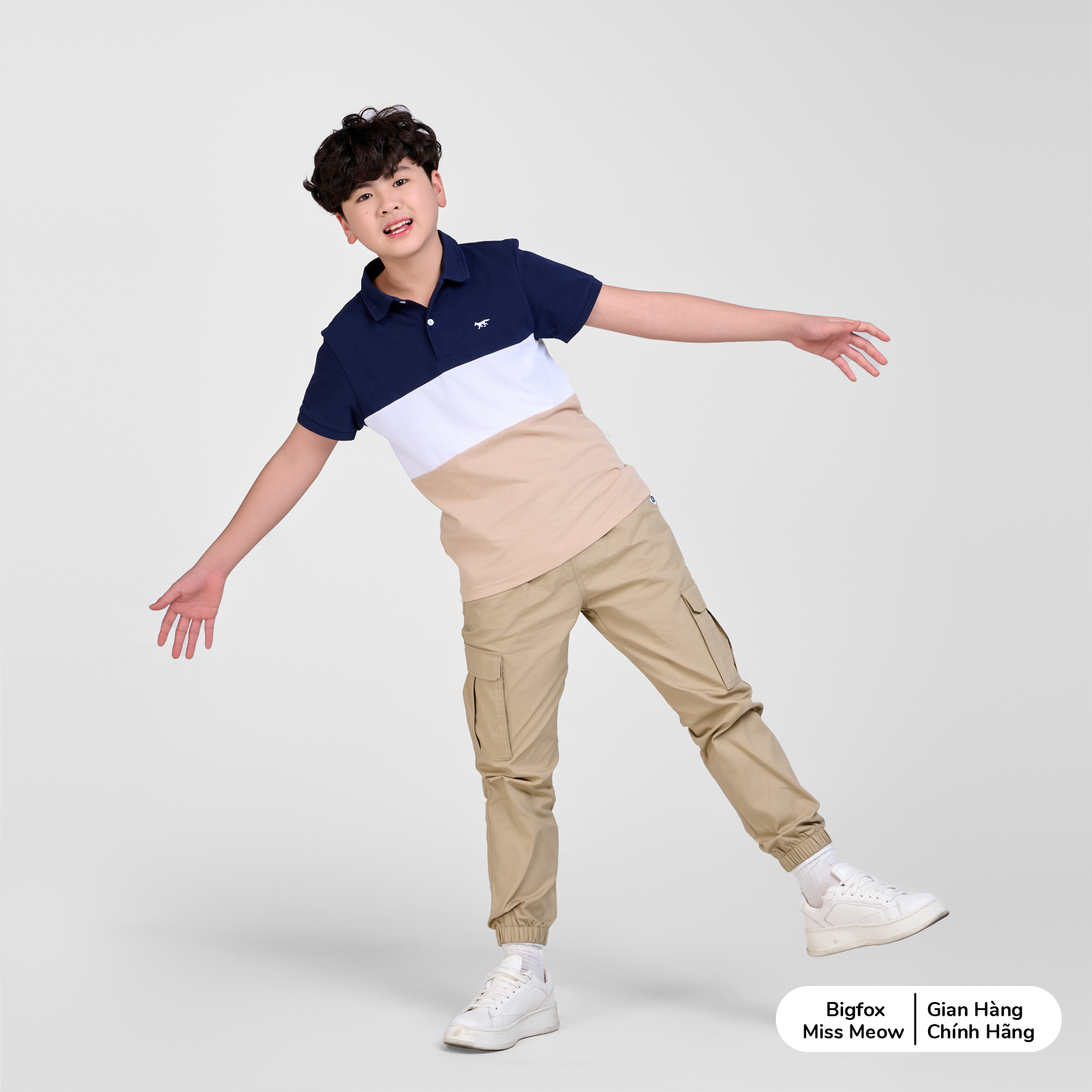 Quần dài kaki bé trai Bigfox Miss Meow size đại, jogger túi hộp, đi học cỡ 5,9,11 tuổi 30kg 40kg
