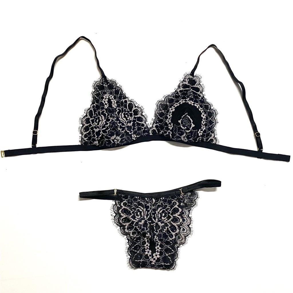 HISEXY Mã B95 Set Đồ Lót Bralette Ren Cao Cấp Thiết Kế Gọng Mỏng Kiểu quần T