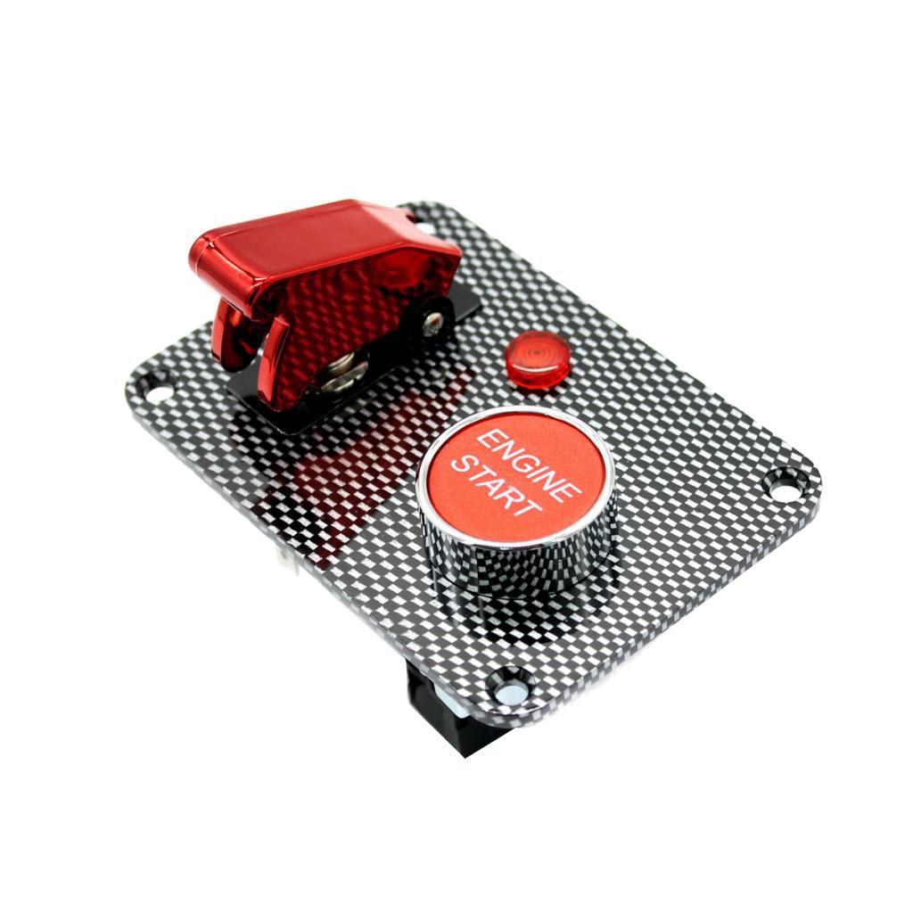 Xe Thuyền Bắt Đầu Đẩy Nút Công Tắc Với Bìa Đỏ Sợi Carbon Bảng Điều Khiển