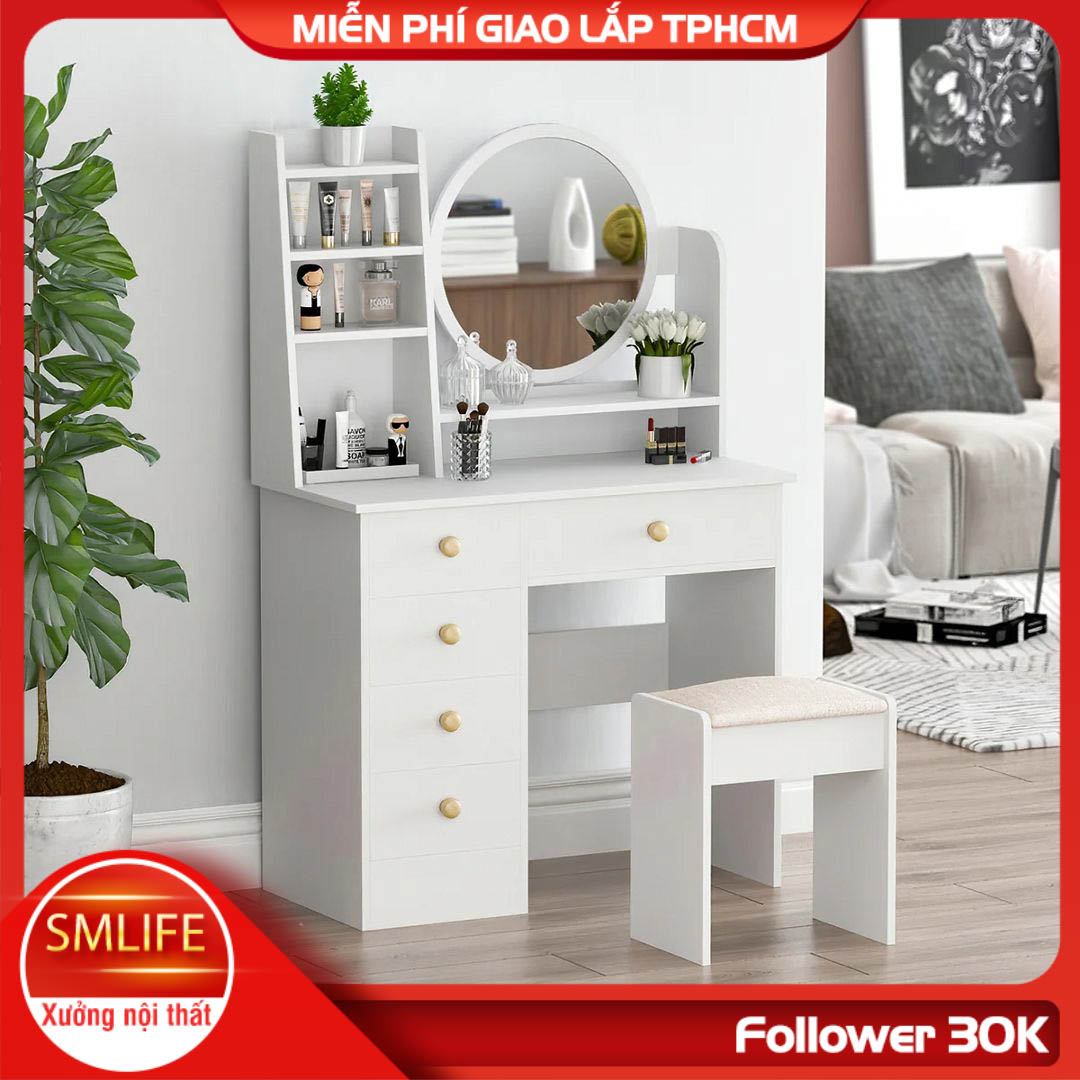 Bàn phấn gương tròn kiểu dáng thanh lịch SMLIFE Mercury