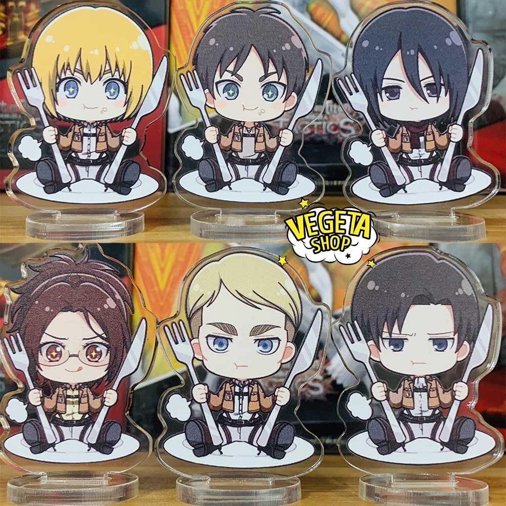 Mô Hình Tượng Standee Acrylic Mica 2 mặt - Trọn bộ Set 9 mẫu Attack On Titan - Eren Mikasa Armin Levi Sasha Erwin Hange