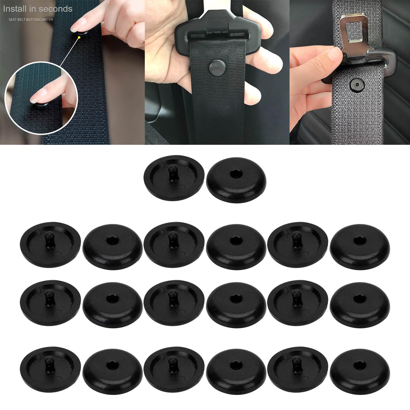 10xSeat Belt Stop Buttons Prevent Seat Belt Buckle from Sliding Down Belt Black