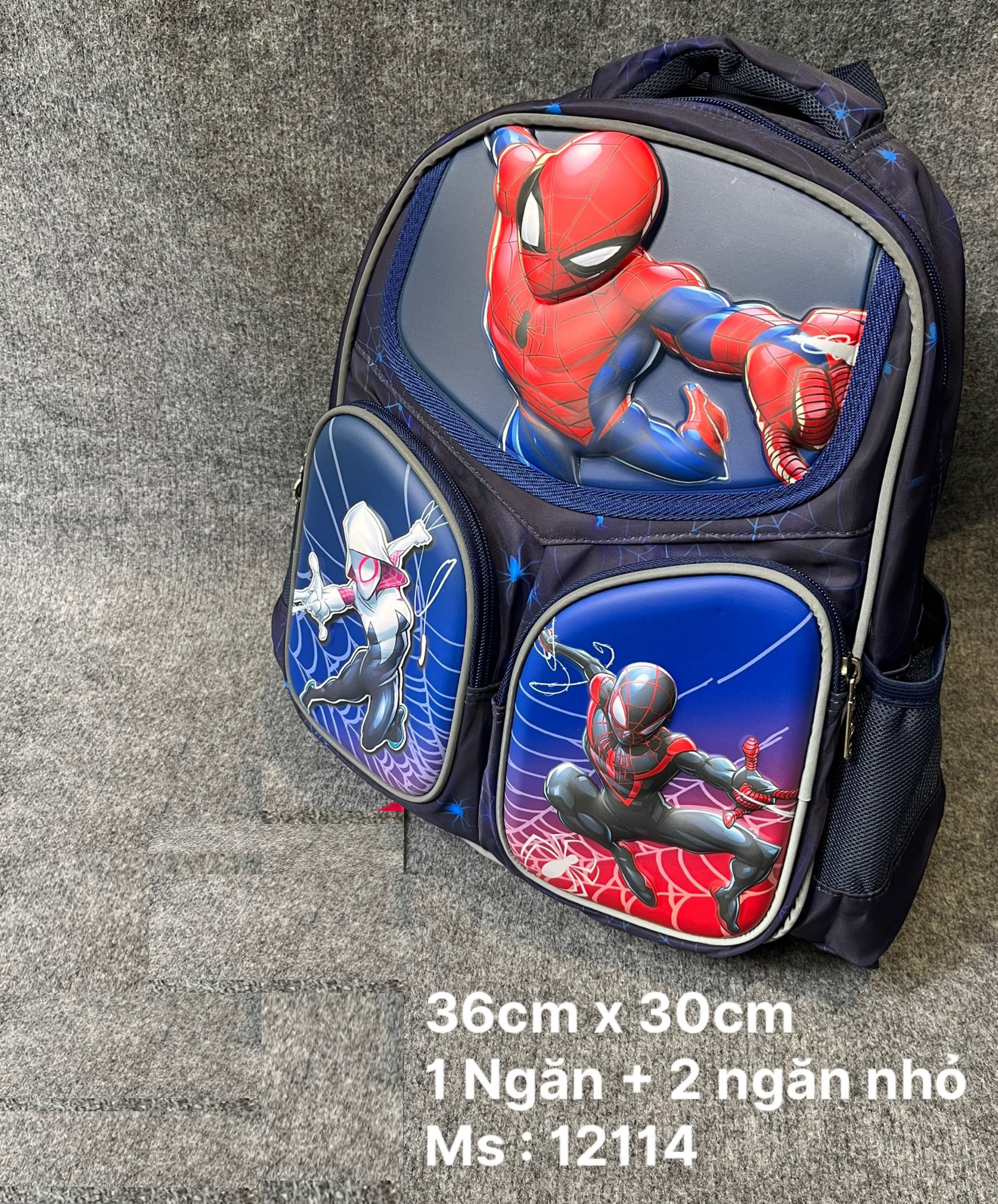 Ba lô in nổi 3D hình siêu nhân người nhện - Spider Man cho bé đi học ( Mã 12114