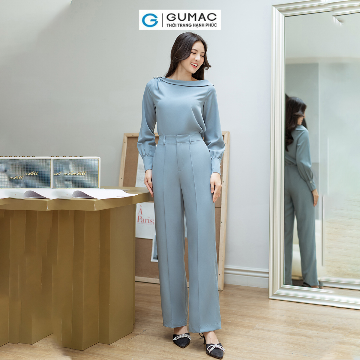 Quần suông chiết ly GUMAC QD08062