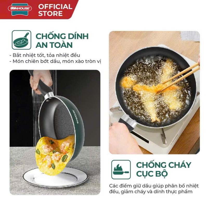 Chảo chống dính đáy từ Sunhouse ECO SHM plus