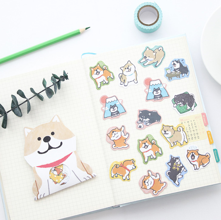 30 Miếng Sticker trang trí chó Shiba Inu &amp; Husky