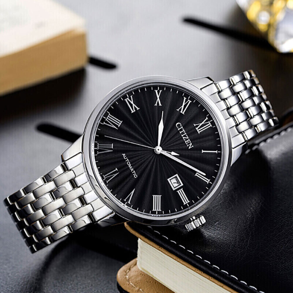 Đồng Hồ Nam Citizen Dây Thép Không Gỉ NJ0080-50E - Mặt Đen