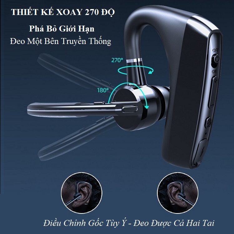 Tai Nghe Đàm Thoại Nhét Tai V8C - Công Nghệ Bluetooth 5.1 - Micro Cải Tiến Chất Âm Ổn Định, Giảm Ồn Kép