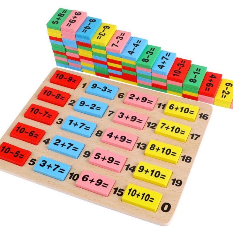 Đồ chơi Montessori Domino Toán Học - Phép Tính Toán Học Domino Bằng Gỗ