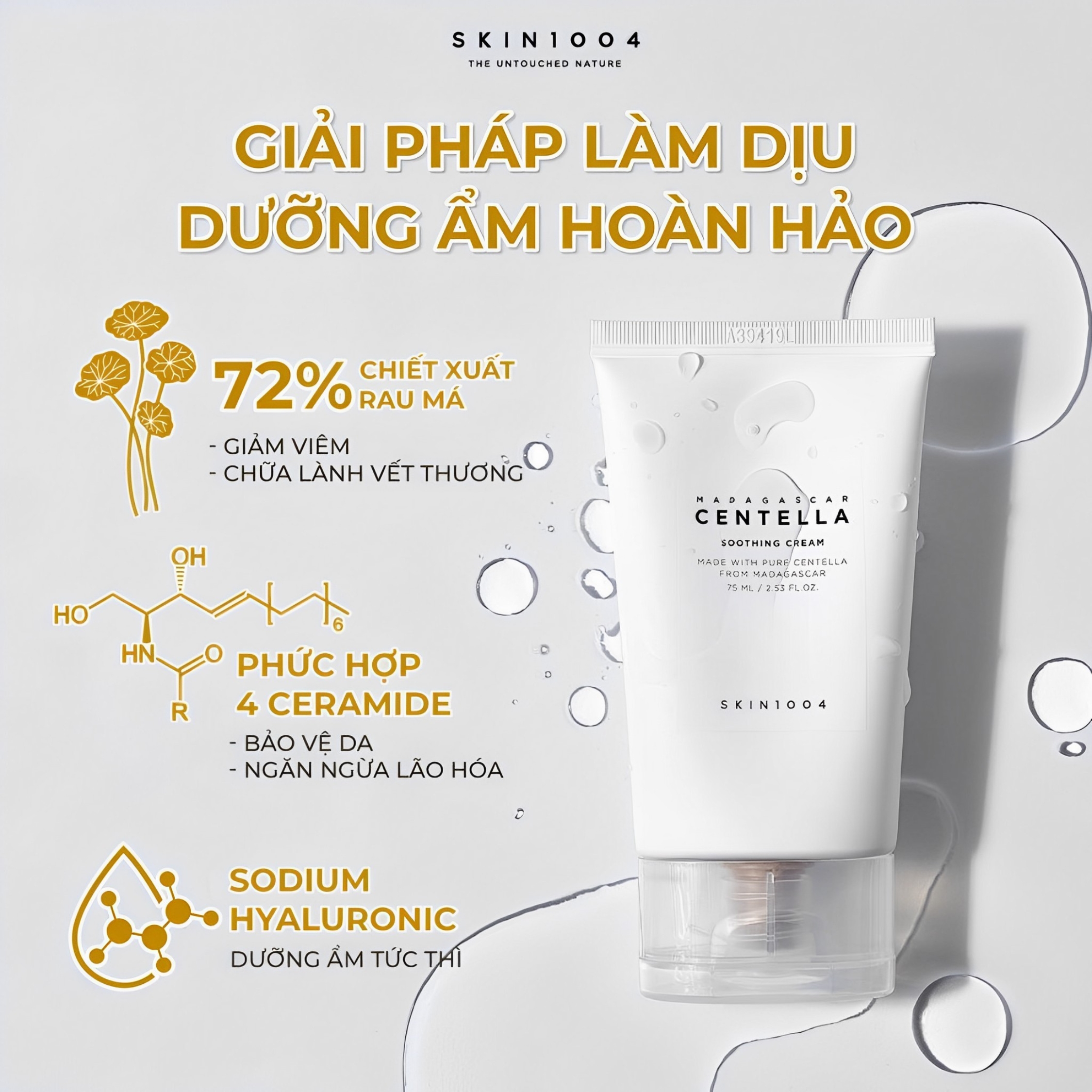 Kem Dưỡng Ẩm Centella Skin1004 Soothing Cream Dưỡng Da Mặt Madagascar Chiết Xuất Rau Má 75ml