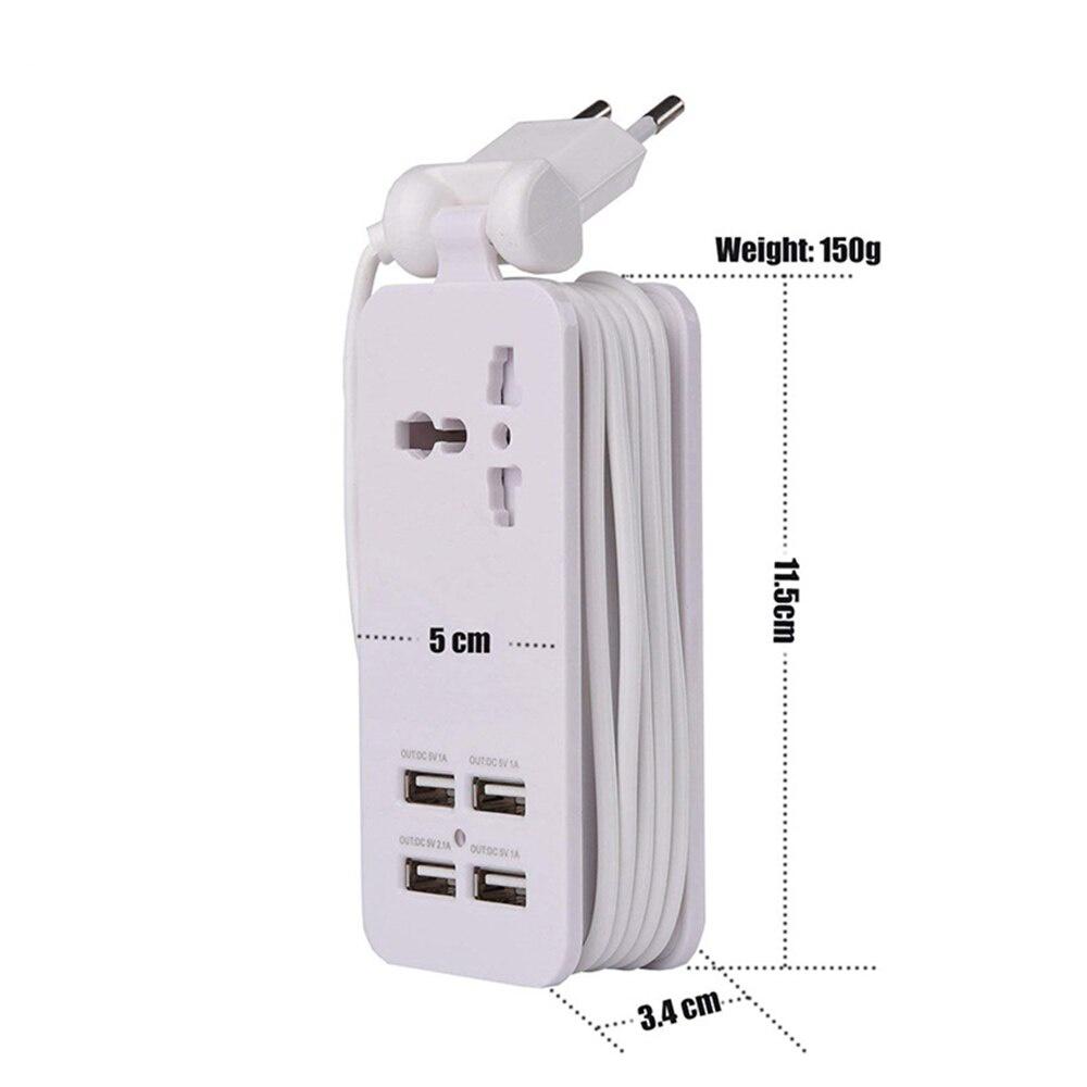 Ổ cắm USB 1.5m để sạc điện thoại 5V 4.2A phích cắm thông minh châu Âu ,ổ cắm sạc USB đa chức năng tiện dụng khi đi du lịch.