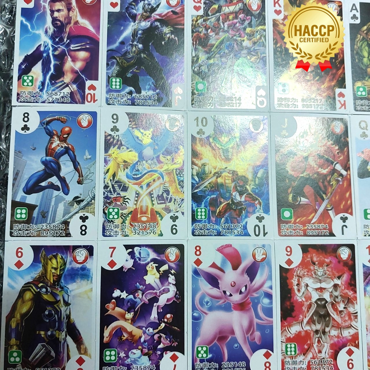 Bộ bài Poker tây 54 lá hình Anime MIX Pokemon Kamerider PowerRanger 1673 1-4-1