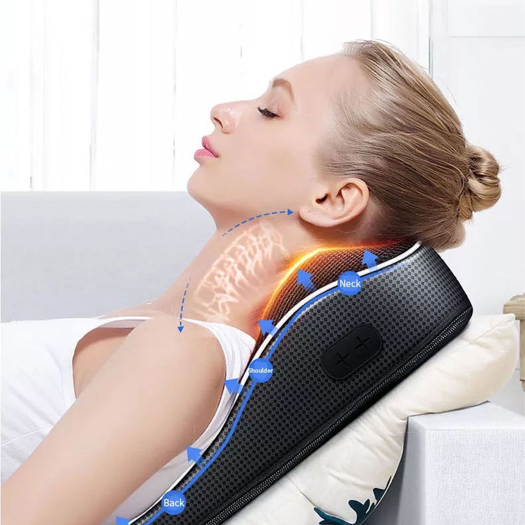 ￼Gối Massage Cổ Vai Gáy Hồng Ngoại (loại 1 ) - Máy Massage 16 bi cao cấp thế hệ mới 2024