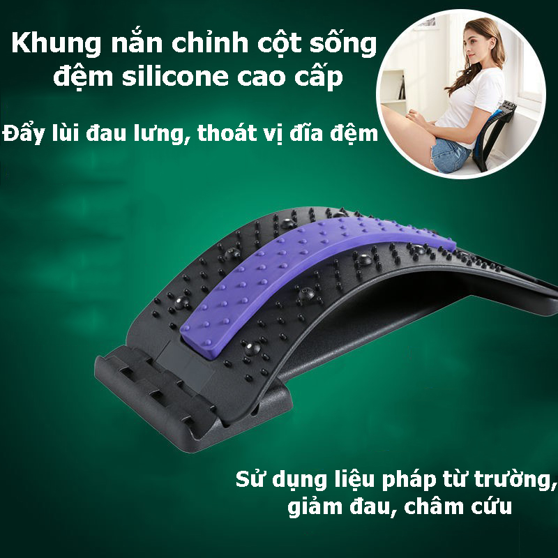 [ Phiên Bản Mới Nhất Đệm Silicone ] Khung Nắn Chỉnh Cột Sống - Định Hình Tư Thế Nằm/Ngồi Chuẩn - 10 Chấm Từ Trường Tác Động Sâu Vào Các Huyệt Đạo - Đẩy Lùi Đau Lưng, Thoát VỊ Đĩa Đệm - Hàng Cao Cấp - Giao Màu Ngẫu Nhiên