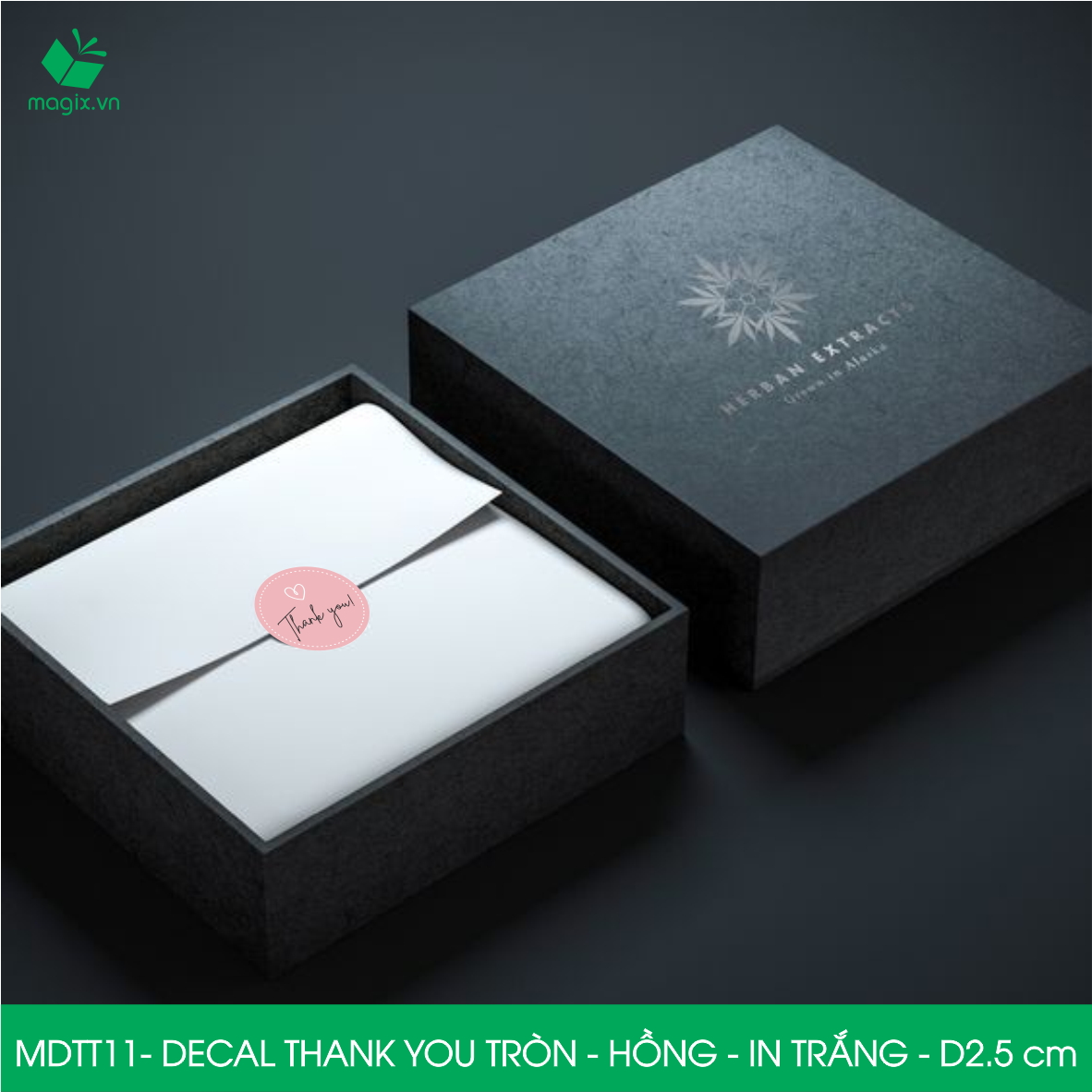 MDTT11 - D2.5cm - 50 Sticker Thank you, decal Thank you tròn dán hộp carton, tem cám ơn, nhãn dán cảm ơn trang trí gói hàng