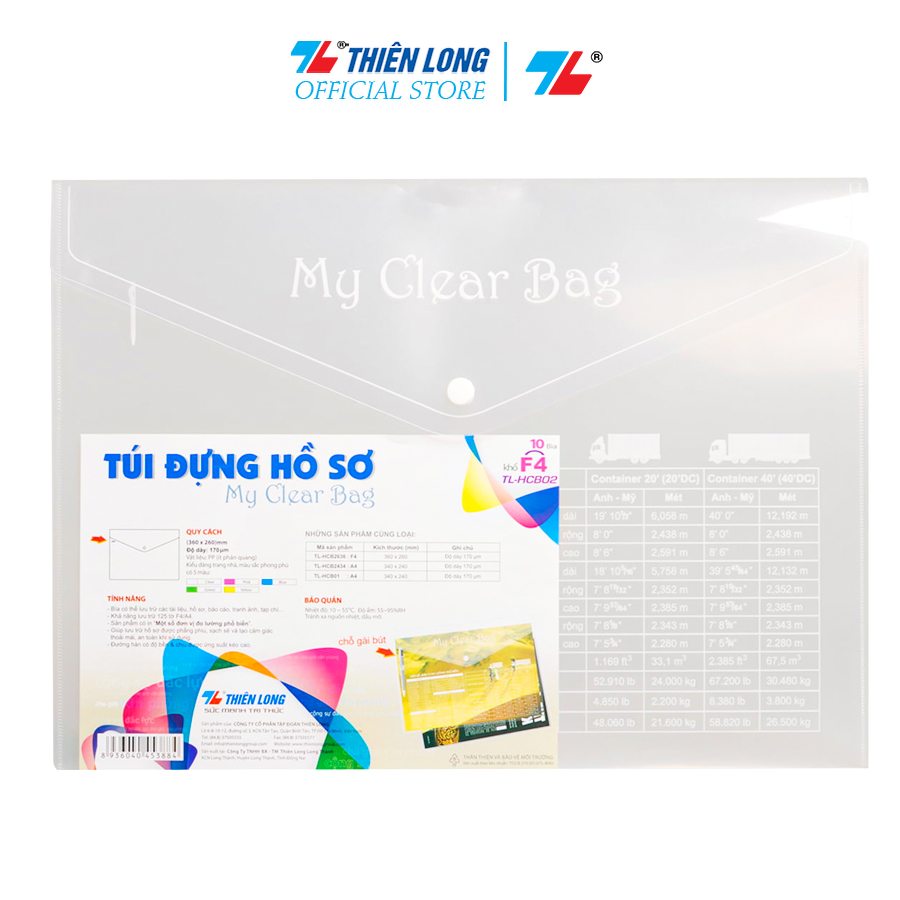 Bìa nút F4 có in TL-HCB02 - Trong suốt