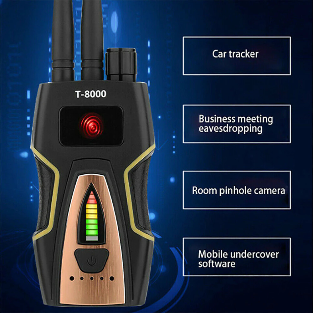 Máy Phát Hiện Camera Mini, Thiết Bị Nghe Trộm, Định Vị GPS T-8000 RF Detector Kèm Củ Sạc