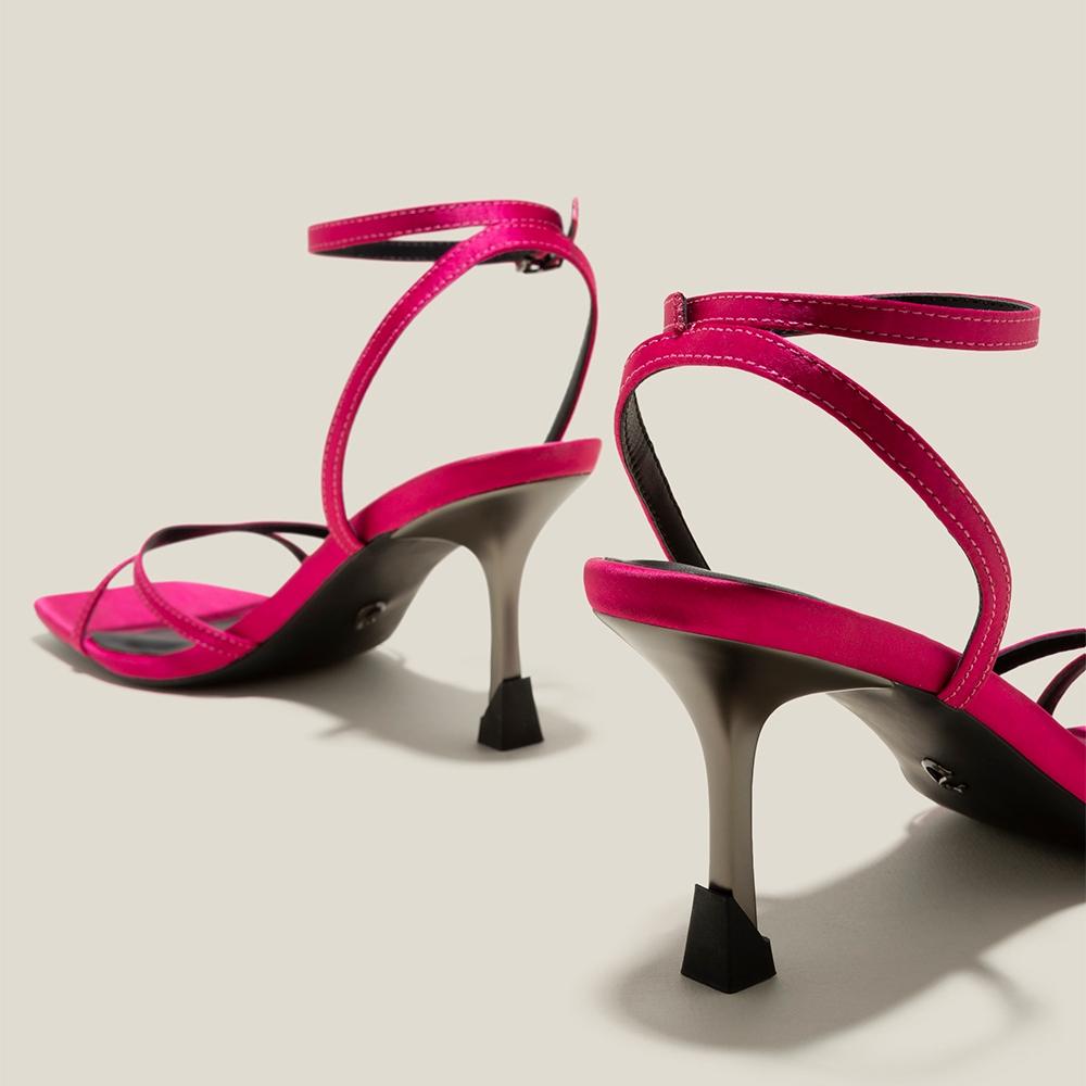 Vascara Sandal Quai Satin Mảnh Nhấn Gót Hiệu Ứng Aluminium - SDN 0764