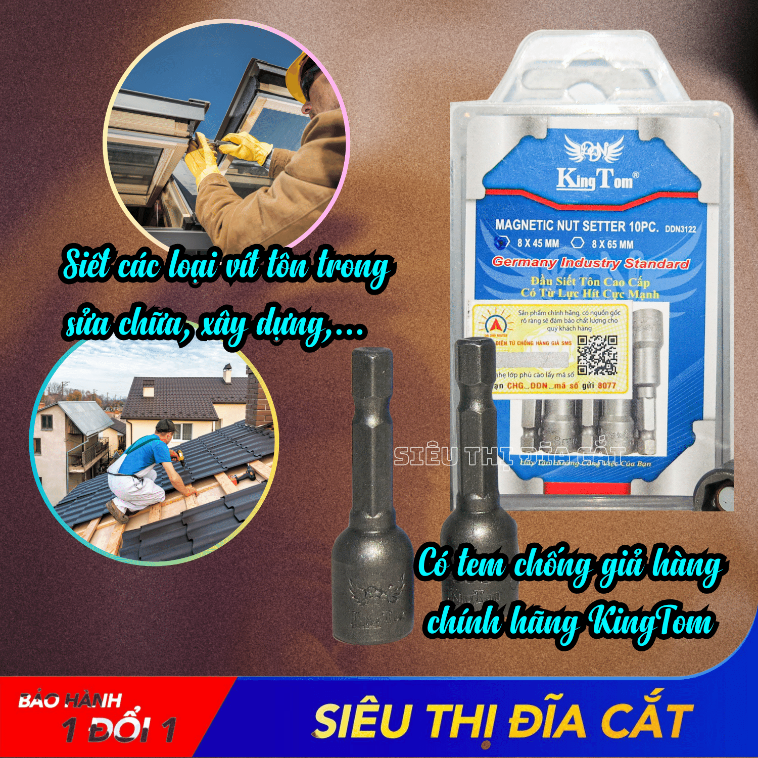 Mũi Siết Tôn KingTom 8x45mm - Ngắn - 10 Mũi