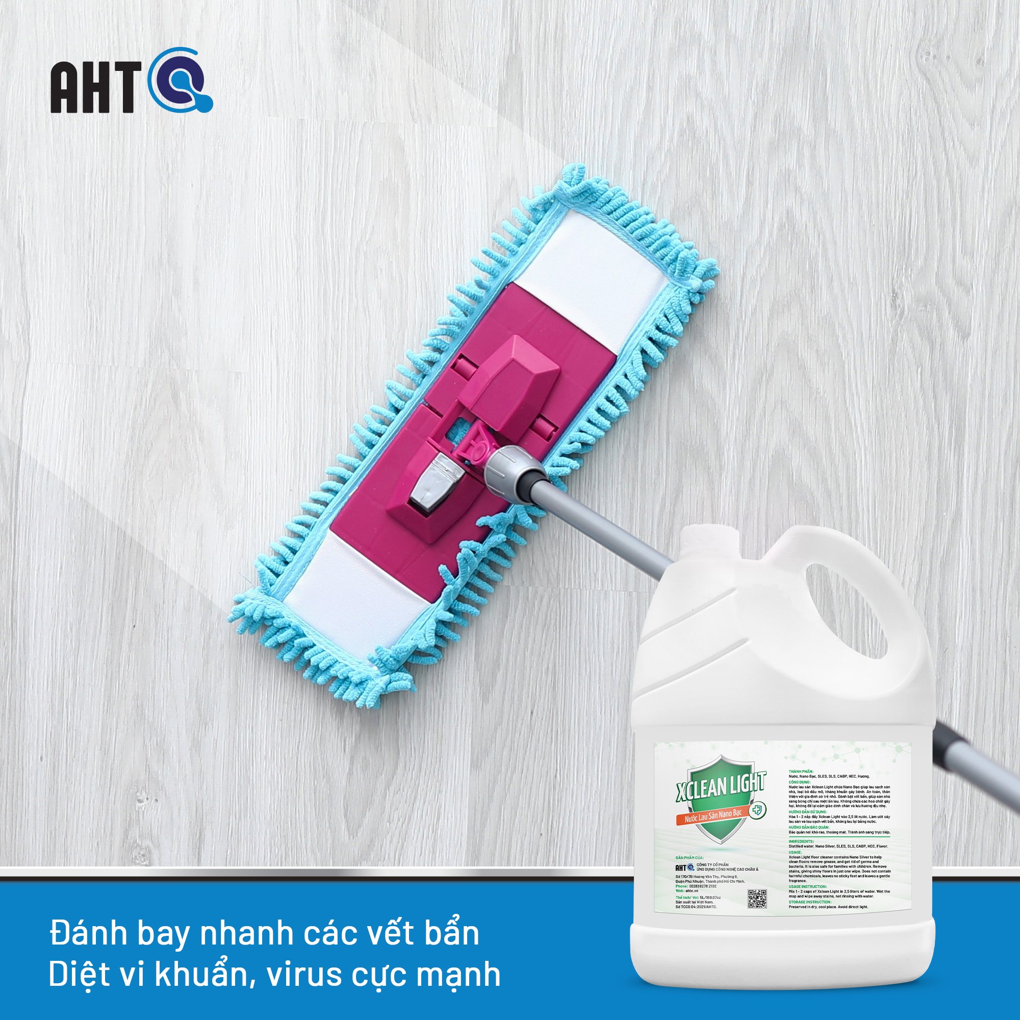 Nước Lau Sàn Nano Xclean Light 5L AHT Corp - Làm Sạch Sàn Nhà An Toàn Hiệu Quả Hương Thơm Tự Nhiên