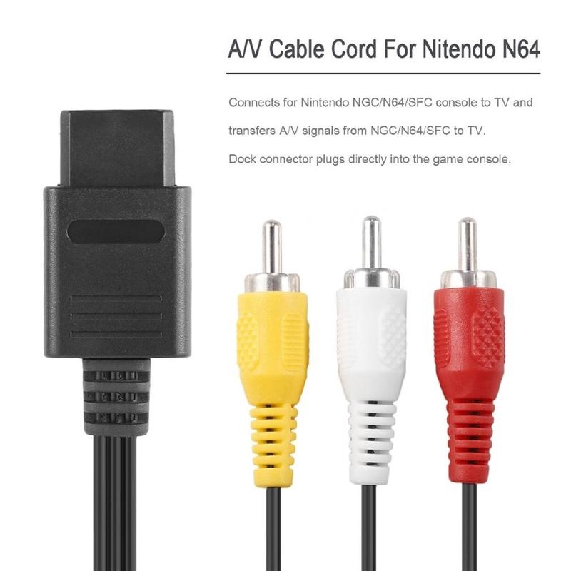 Dây cáp 1.8M 6FT AV TV RCA video cho N64 / 64 Game