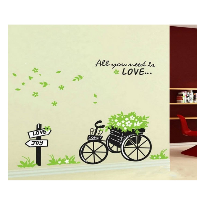 Decal Dán Tường Xe Đạp Hoa PK89