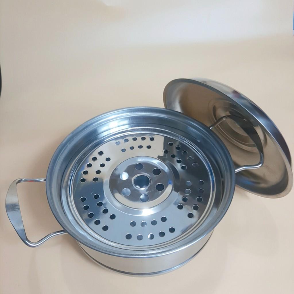 Nồi inox kèm xửng hấp tiện lợi thân cao có nắp đậy kín cao cấp