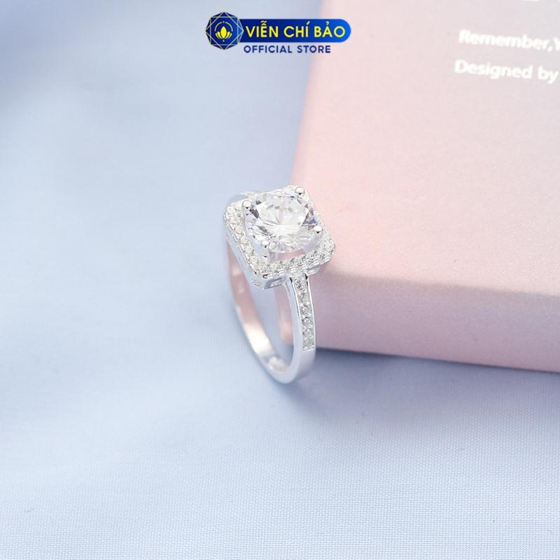 Nhẫn bạc nữ đá vuông lấp lánh chất liệu bạc 925 thời trang phụ kiện trang sức nữ Viễn Chí Bảo N400375