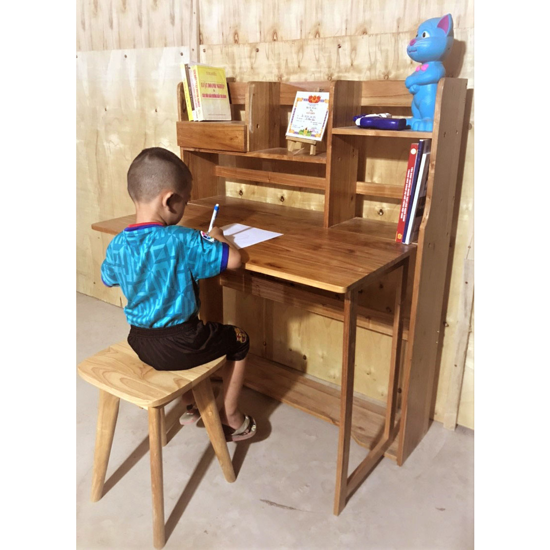 Bộ bàn học trẻ em – bàn học sinh gỗ tự nhiên - bàn học thông minh  AS1016