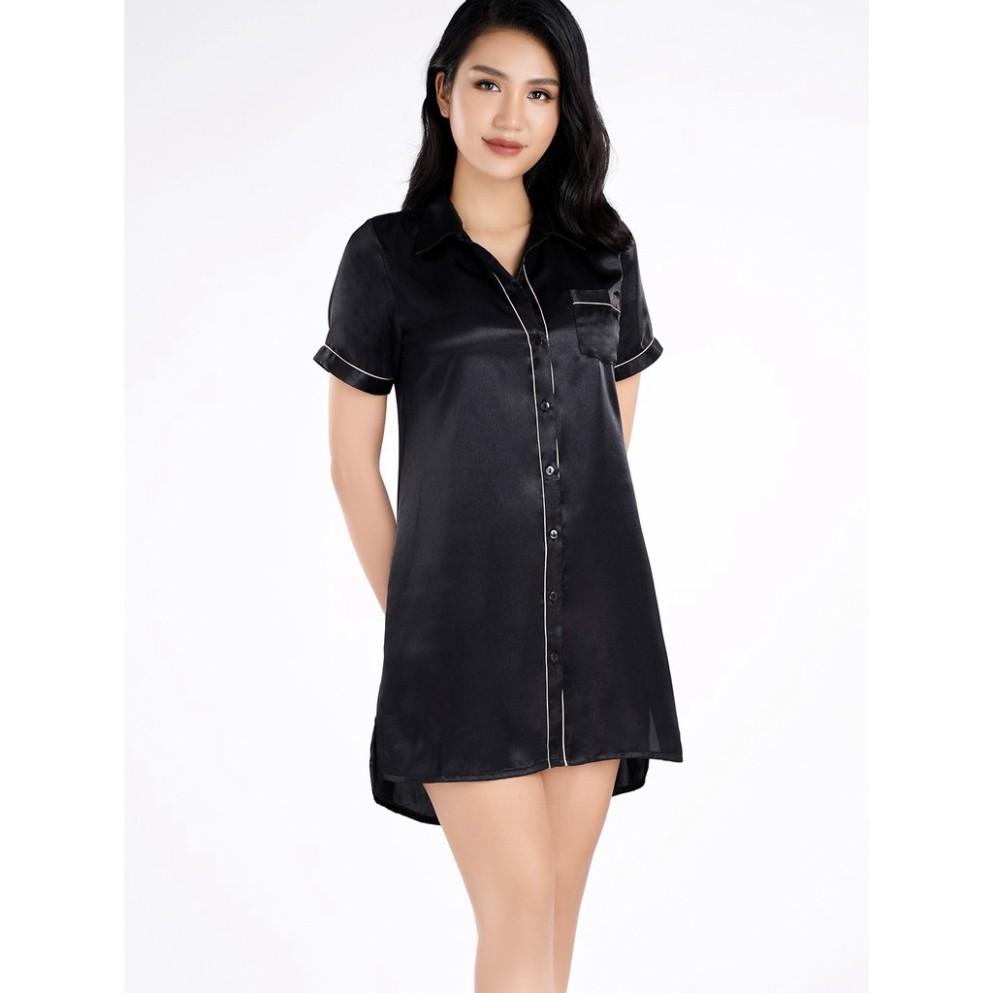 Đầm pijama satin tay ngắn Vera-0116