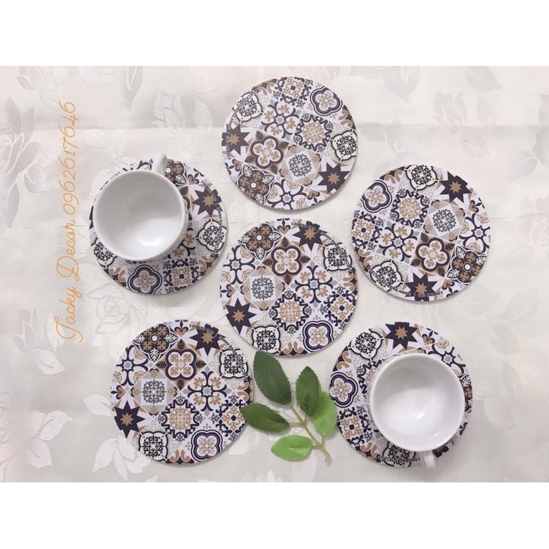 Miếng LÓT CỐC hoạ tiết Vintage, CHỐNG THẤM NƯỚC, SIÊU BỀN - Hàng Đẹp