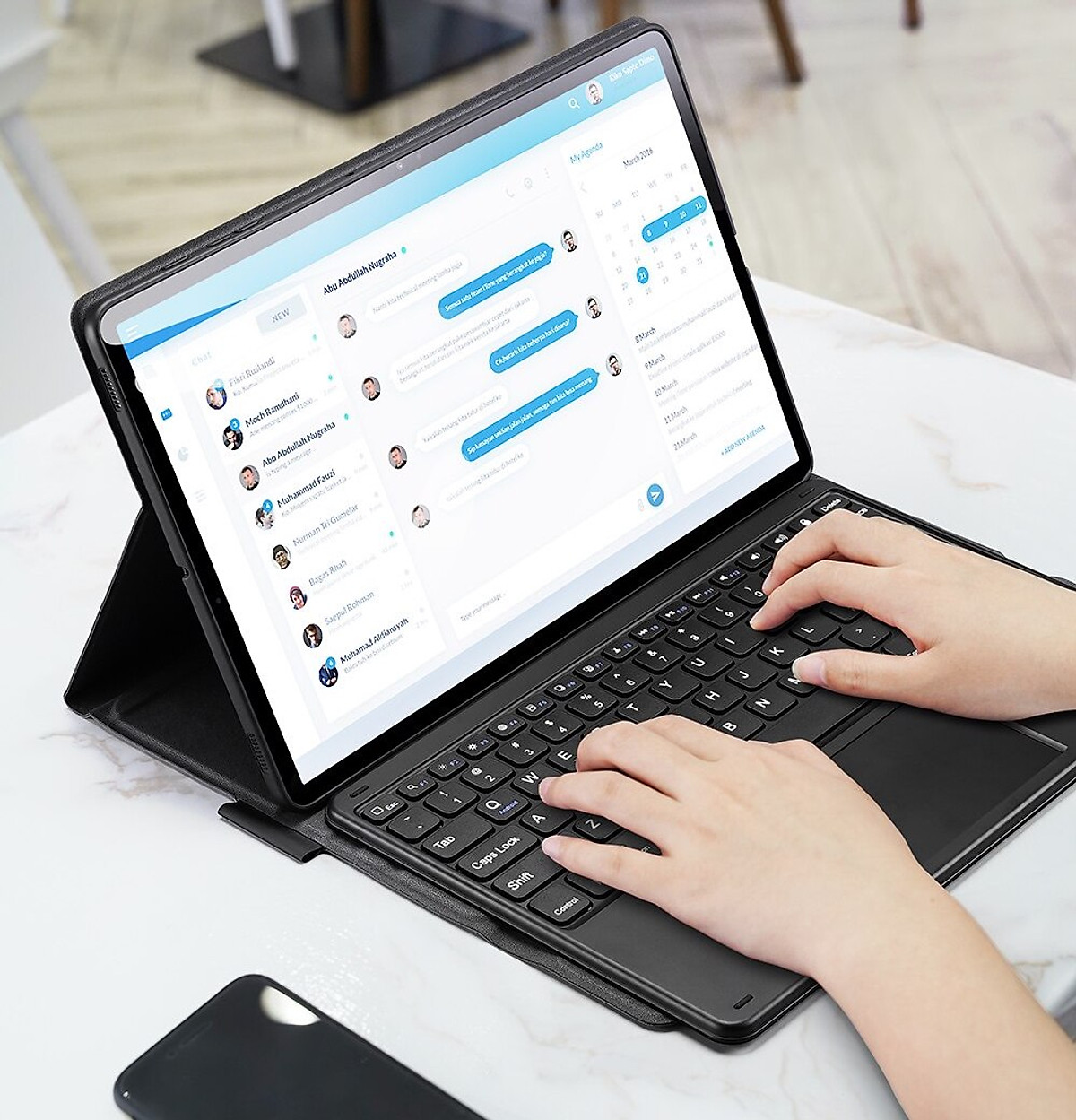 Bao da danh cho Samsung Galaxy Tab S8, Tab S8 Plus kèm bàn phím bluetooth có bàn di chuột TouchPad hiệu Dux Ducis - Hàng Chính Hãng