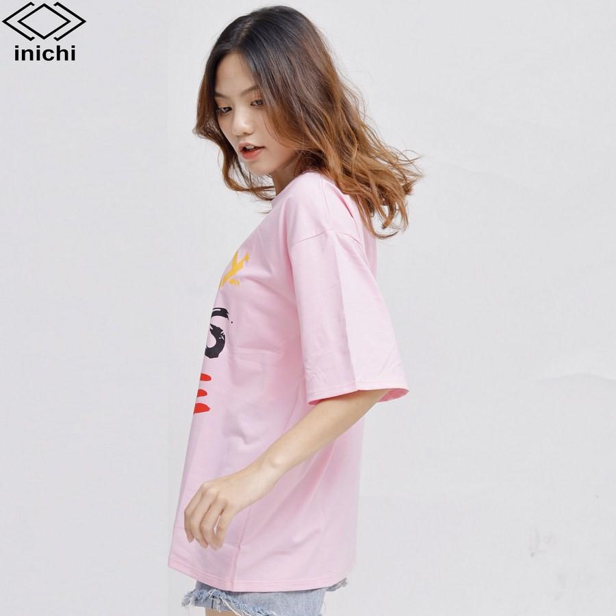 Áo thun tay lỡ form rộng INICHI A586 phong cách Unisex cho cả nam nữ hình in chữ OK