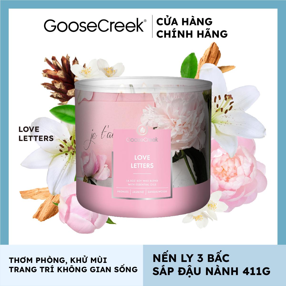 Nến ly 3 bấc sáp đậu nành Goose Creek (411g) - Love Letters