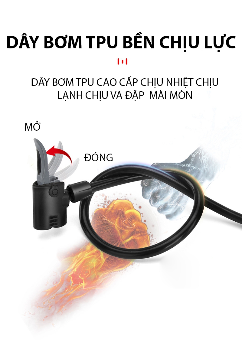 Bơm xe đạp bơm xe máy XT02 - ống bơm đa năng gia dụng dài đến 58cm áp suất 150PSI - Hỗ trợ van Mỹ và van Pháp